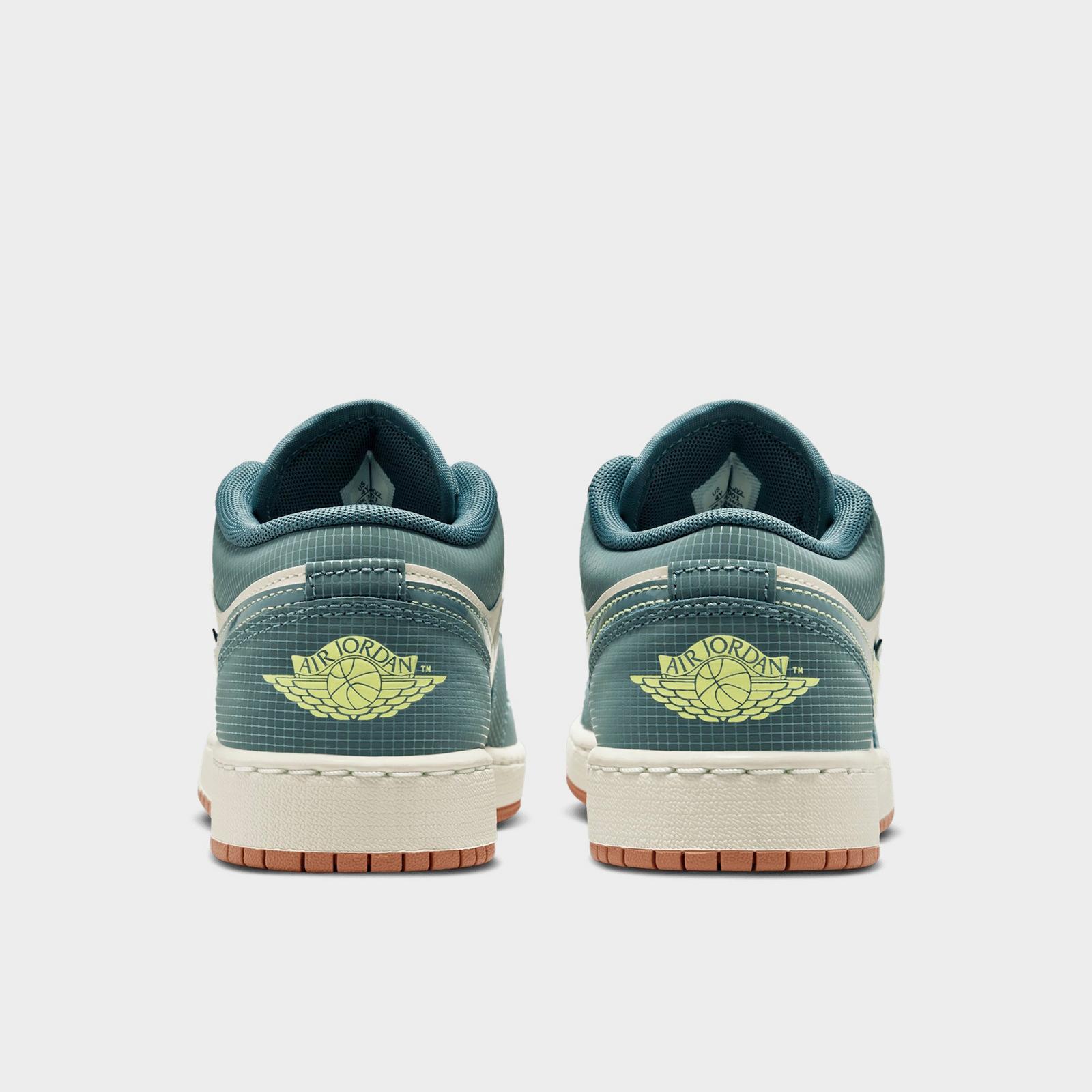 Big Kids' Air Jordan Retro 1 Low SE Casual Shoes - Sea Glass/Hasta/Gum Medium Brown/Light Lemon Twist - view 4