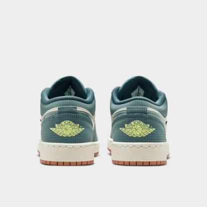 Big Kids' Air Jordan Retro 1 Low SE Casual Shoes - Sea Glass/Hasta/Gum Medium Brown/Light Lemon Twist - view 4