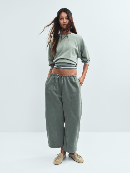 Easy Double-Knee Barrel Pants - District green