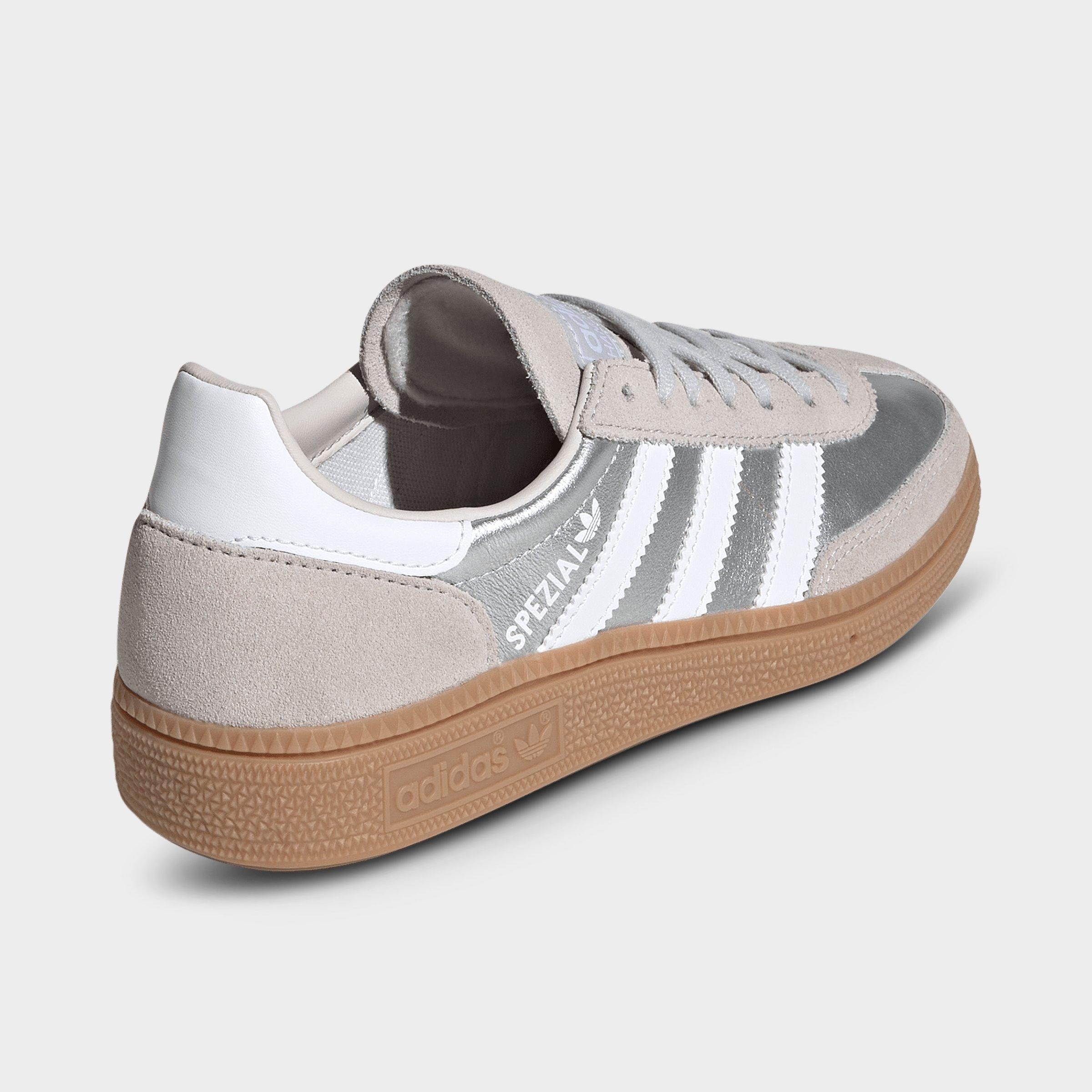 Big Kids' adidas Originals Handball Spezial Casual Shoes - Part 1 - Silver Metallic/White/Gum - Back view