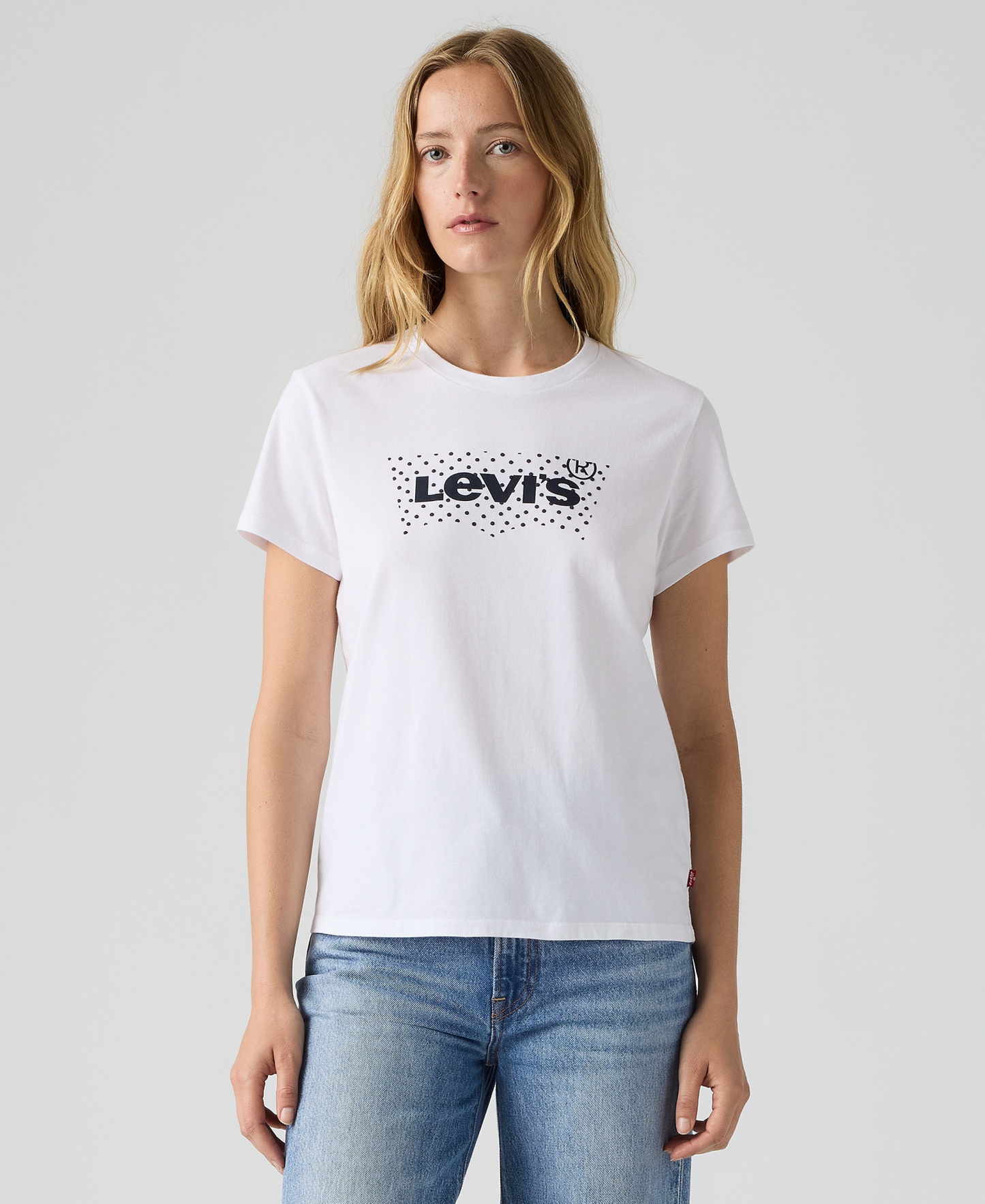 Levi's Women's Perfect Graphic Logo Cotton T-Shirt - Inga Dot Bw Fill Bright White