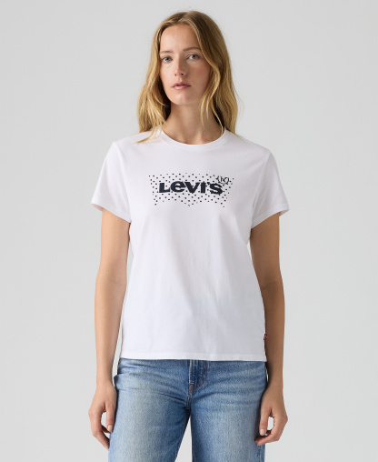 Levi's Women's Perfect Graphic Logo Cotton T-Shirt - Inga Dot Bw Fill Bright White
