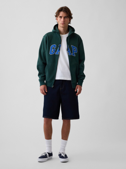 Adult VintageSoft Arch Logo Zip Hoodie - Deep hunter green