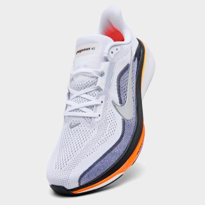 Men's Nike Pegasus 42 Running Shoes - White/Lapis/Total Orange/Metallic Silver