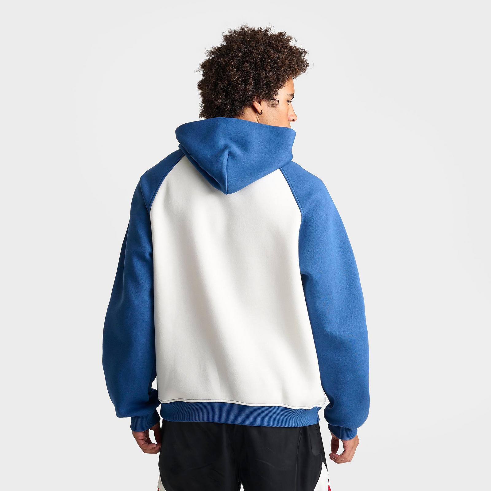 Men's Jordan Brooklyn Jumpman Air Fleece Colorblocked Pullover Hoodie - Sail/True Blue/University Red - view 4