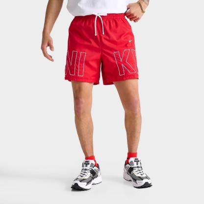 Men's Nike Sportswear Embroidered Woven Flow Shorts - Red/White