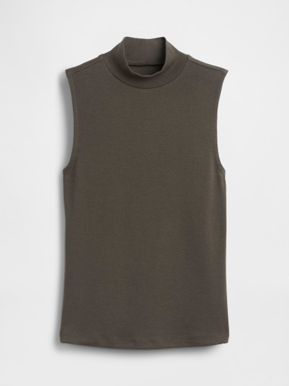 Modern Mockneck Tank Top - Bamboo green