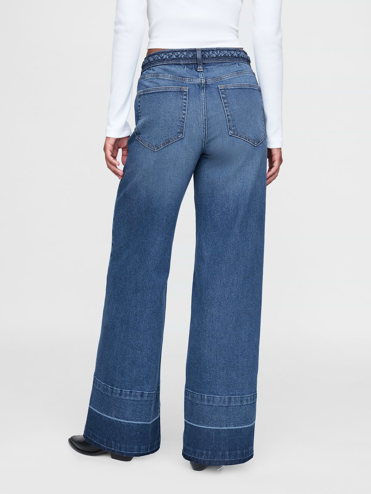 High Rise Stride Wide-Leg Jeans - Medium indigo