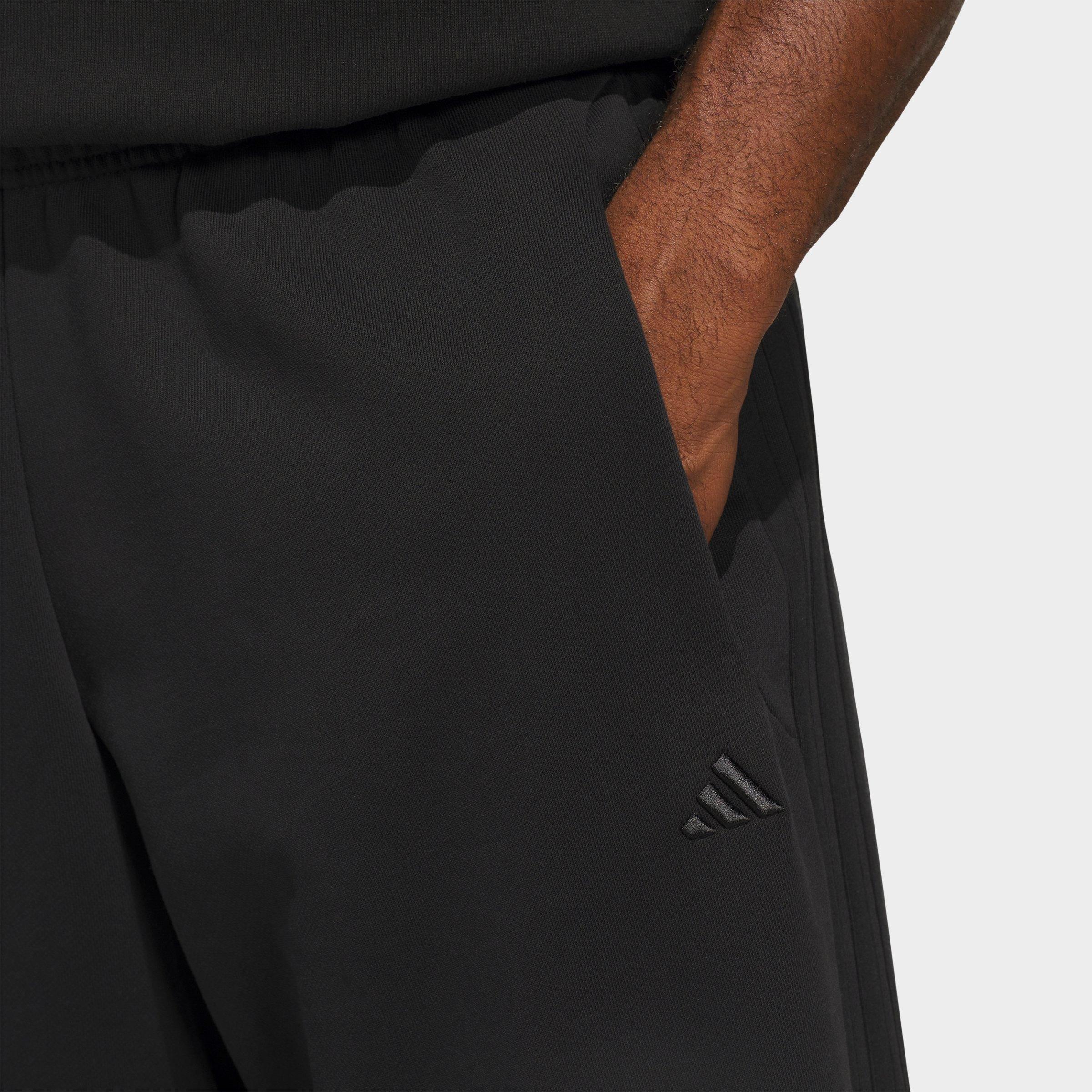 Men's adidas Basketball Fleece 3-Stripe Loose Sweatpants - Black