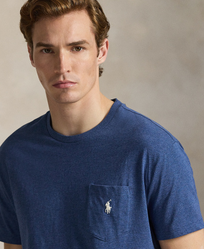 Polo Ralph Lauren Men's Classic-Fit Crewneck Pocket T-Shirt - Derby Blue Heather
