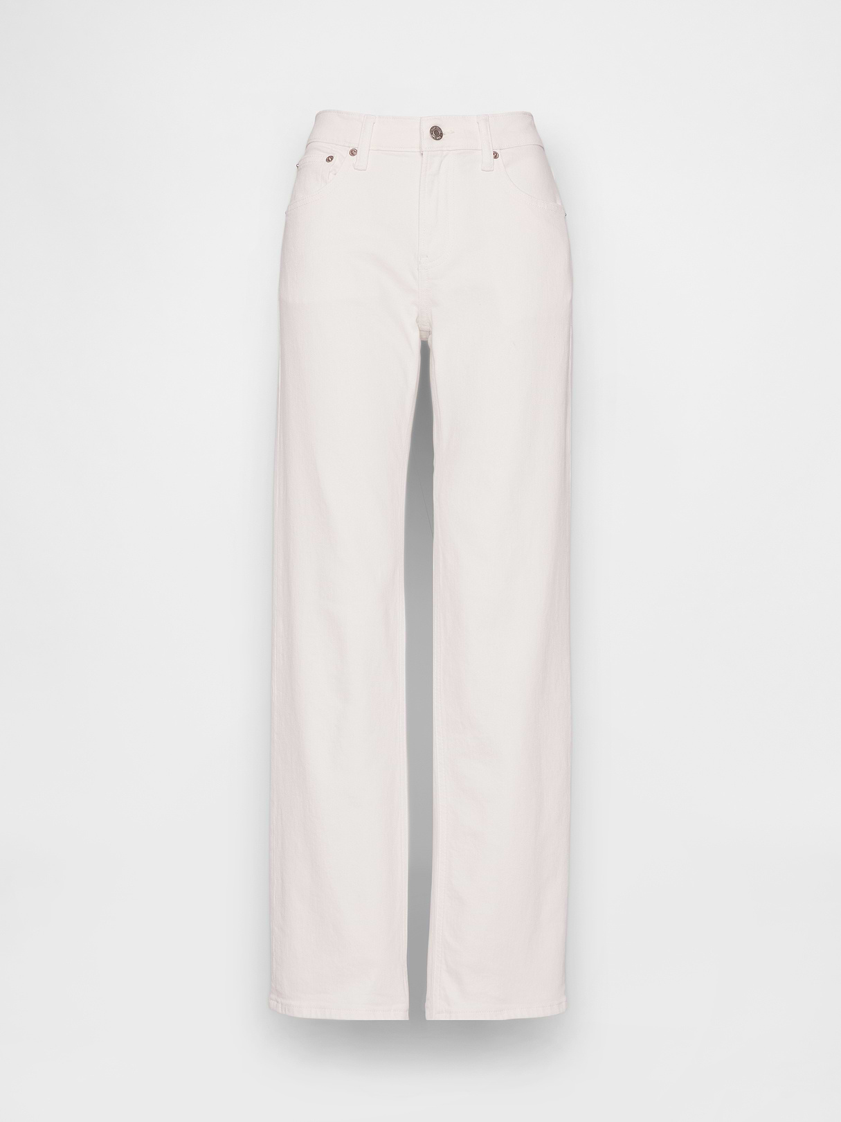 Mid Rise Corduroy Relaxed Straight Pants - Winter white