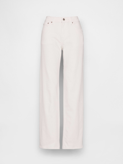 Mid Rise Corduroy Relaxed Straight Pants - Winter white