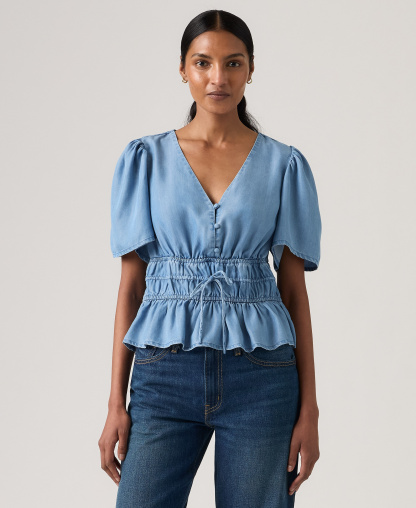 Levi's Women's V-Neck Ryan Short-Sleeve Crepe Blouse - Recharged Vibe