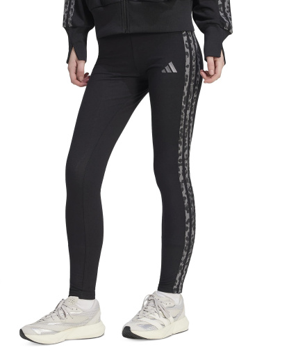 adidas Women's Seasonal Essentials Animal Print 3-Stripes Leggings - Black/multicolor/grey Four