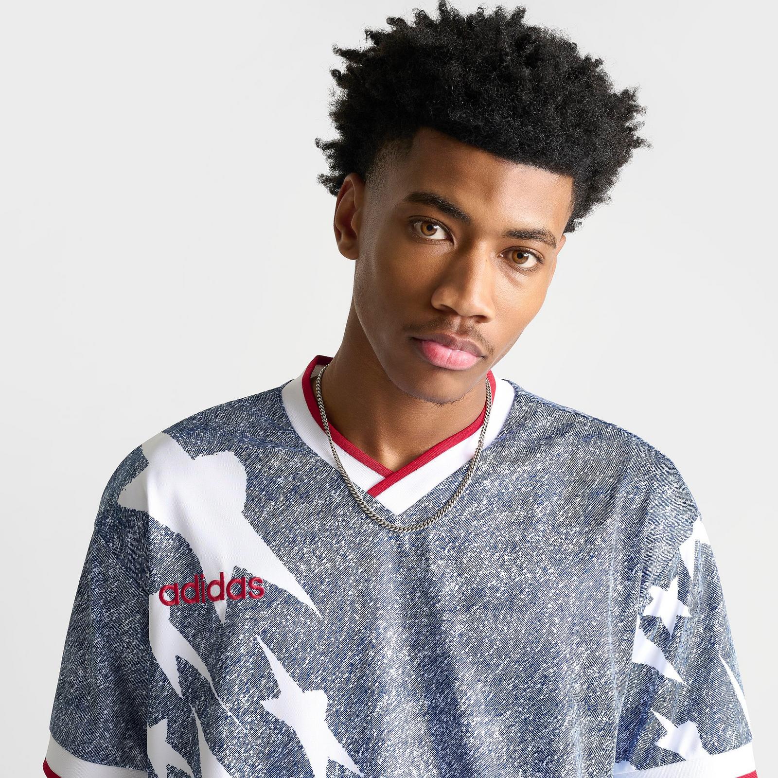 Men's adidas Denim Graphic Soccer Jersey - White/Dark Blue - view 5