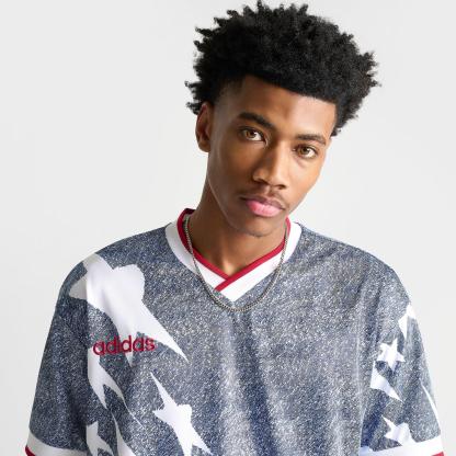 Men's adidas Denim Graphic Soccer Jersey - White/Dark Blue - view 5
