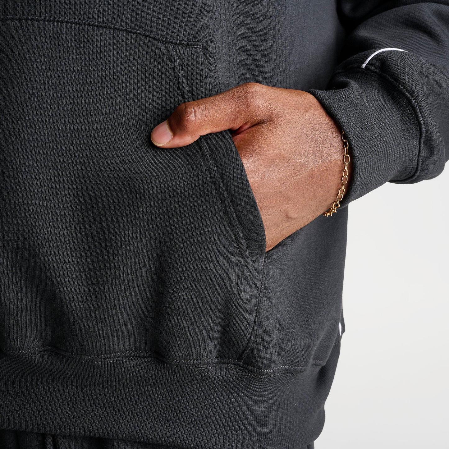 Men's New Balance Trackside Fleece Pullover Hoodie - Black/White - view 6