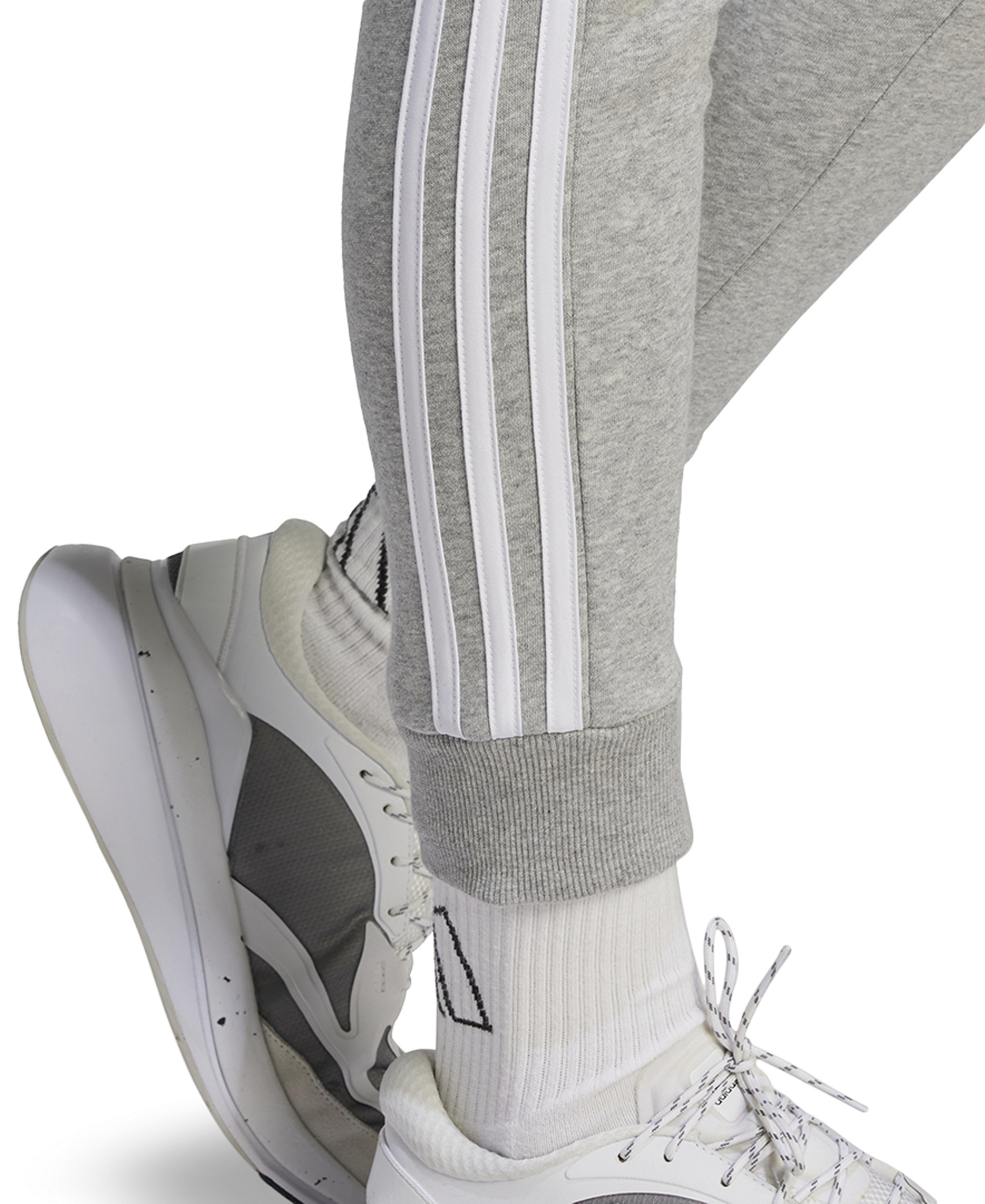 adidas Women's 3-Stripe Cotton Fleece Sweatpant Jogger - Medium Grey Heather/white