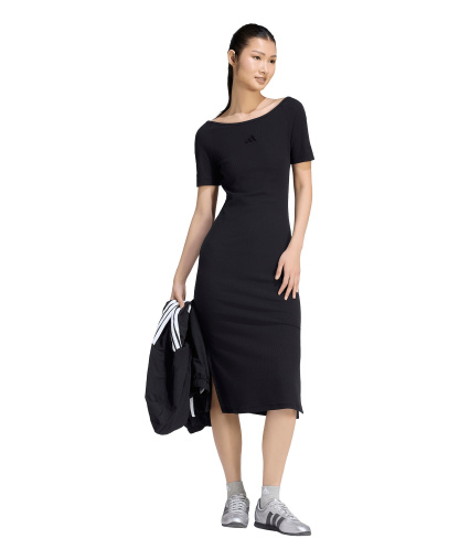adidas Women's Logo Ribbed Dress - Black