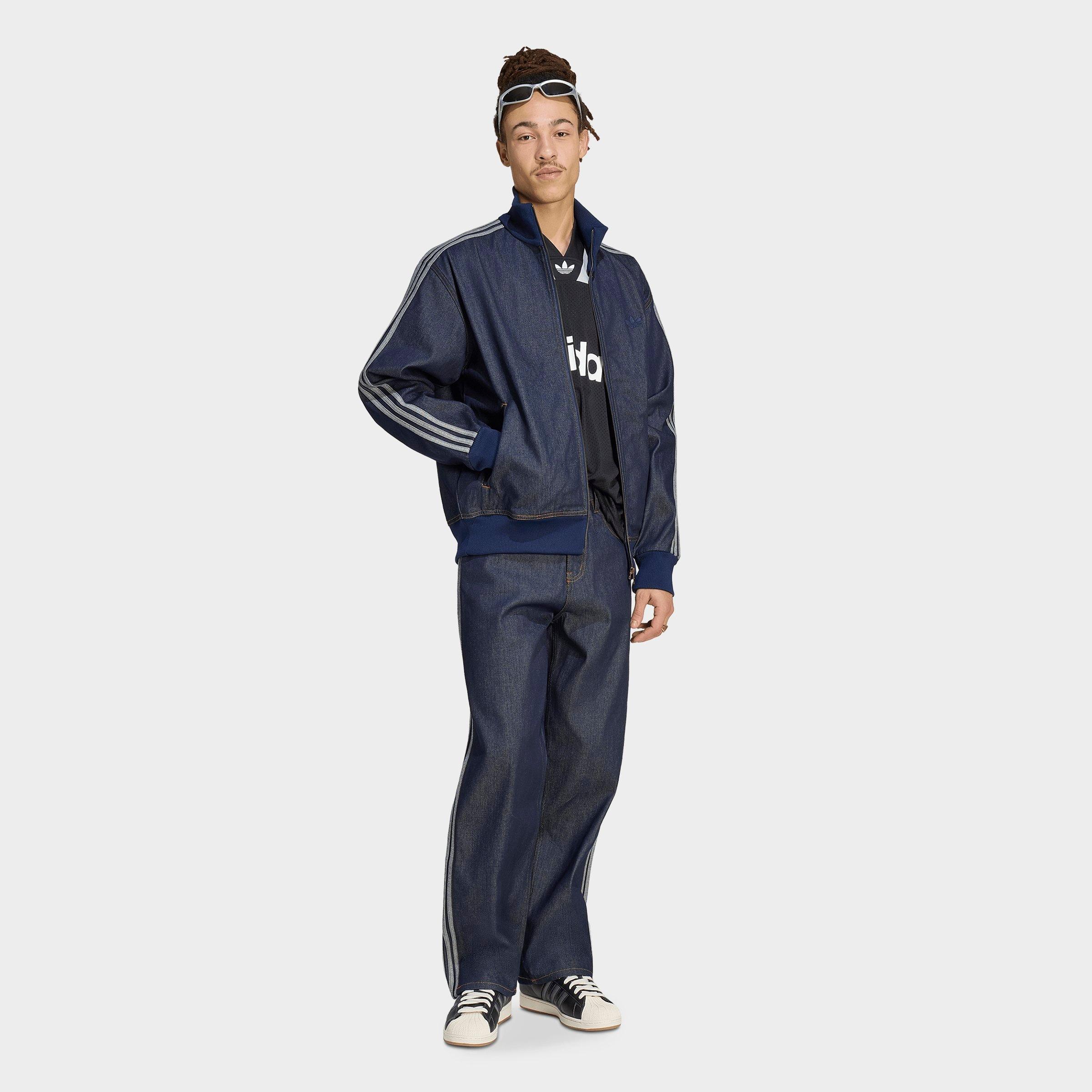 Men's adidas Originals Firebird Adicolor Raw Denim Full-Zip Track Top - Indigo Denim