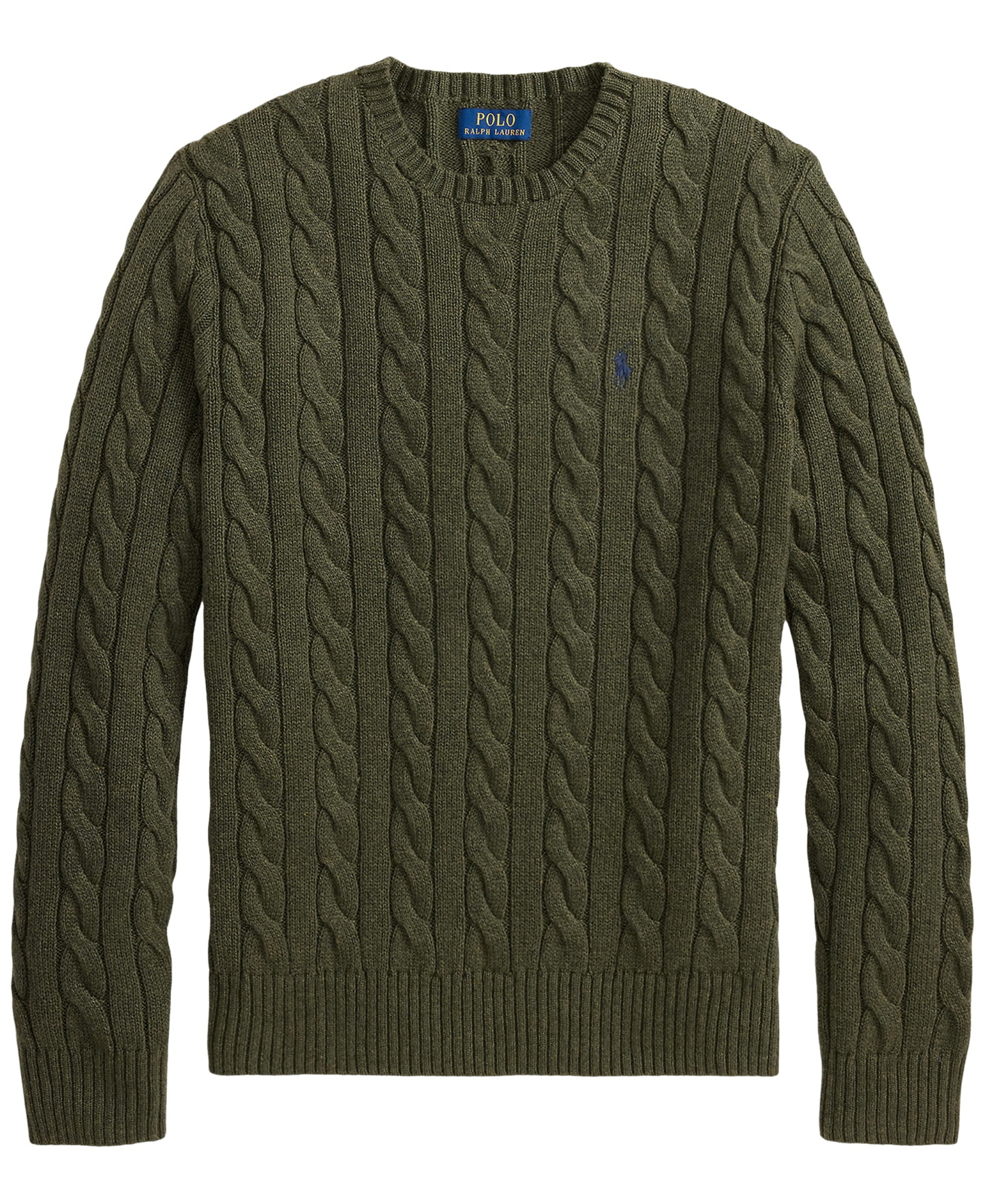 Polo Ralph Lauren Men's Cable-Knit Cotton Sweater - Olive Shrub Heather