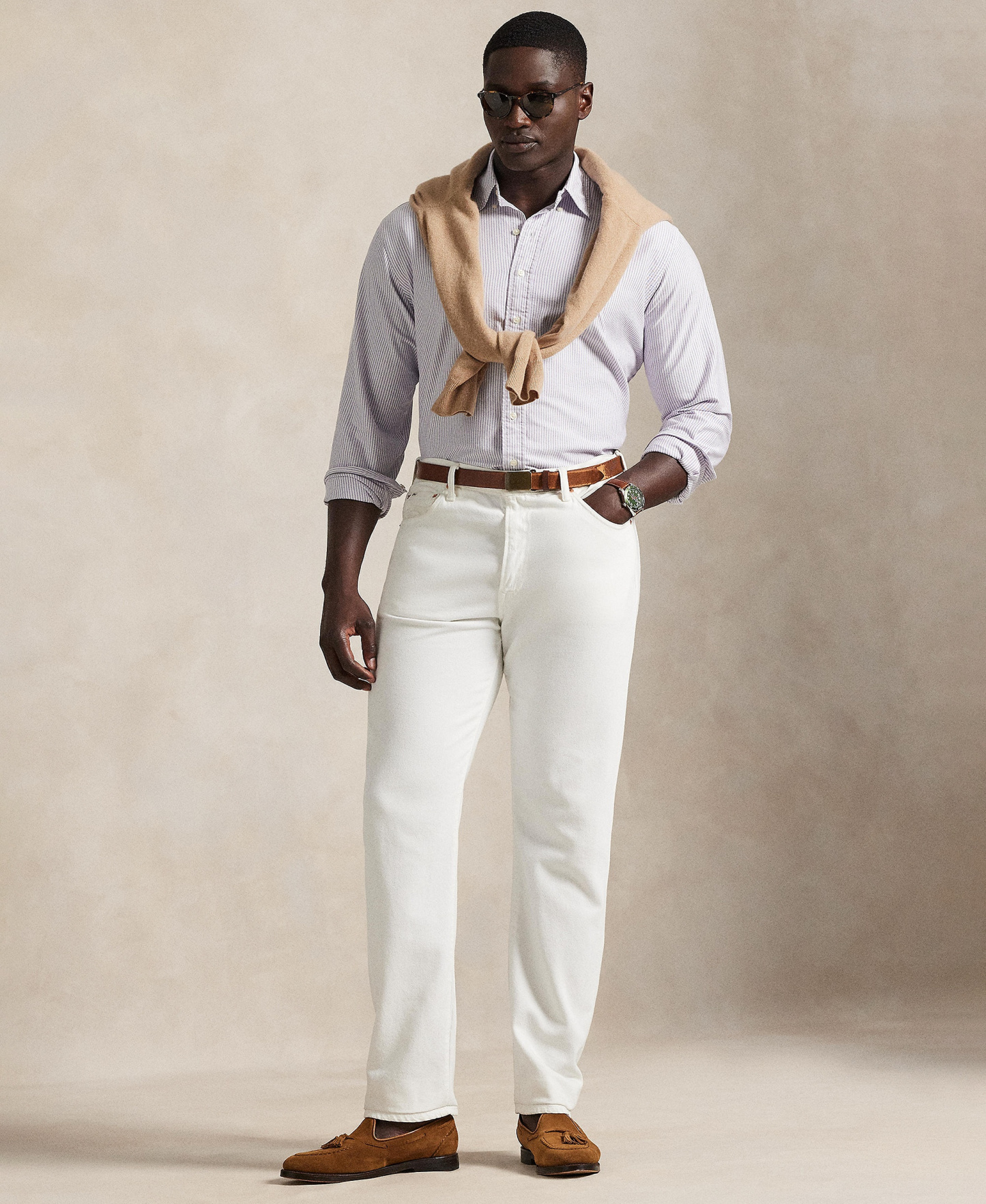 Polo Ralph Lauren Men's Big & Tall Long-Sleeve Oxford Shirt - Thistle/White