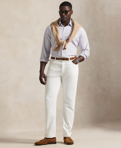 Polo Ralph Lauren Men's Big & Tall Long-Sleeve Oxford Shirt - Thistle/White