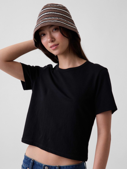 Knit Bucket Hat - Brown stripe