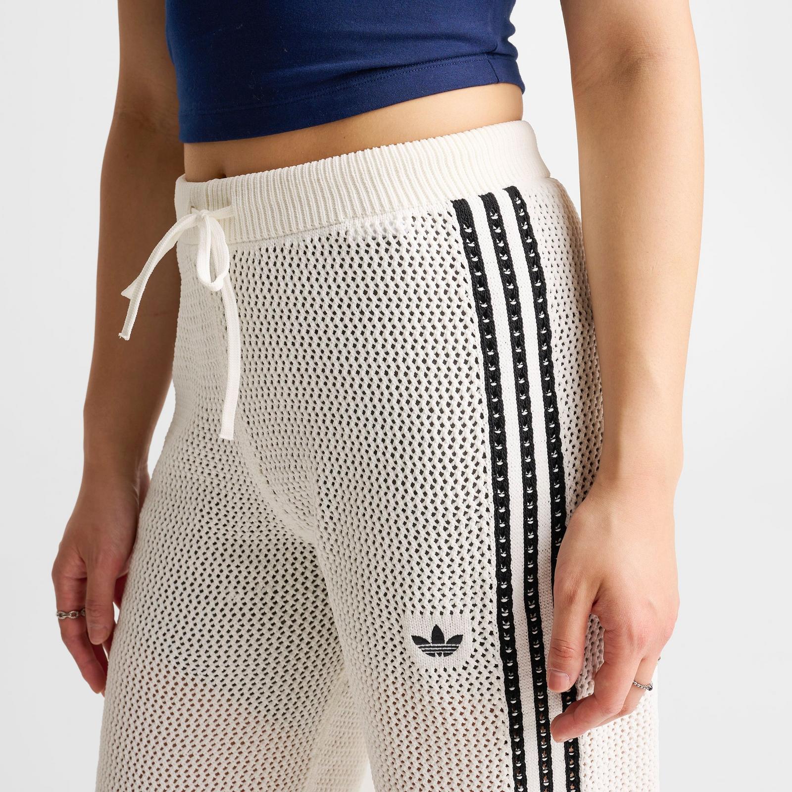Women's adidas Originals Knitted Crochet Firebird Track Pants - Off White - view 5