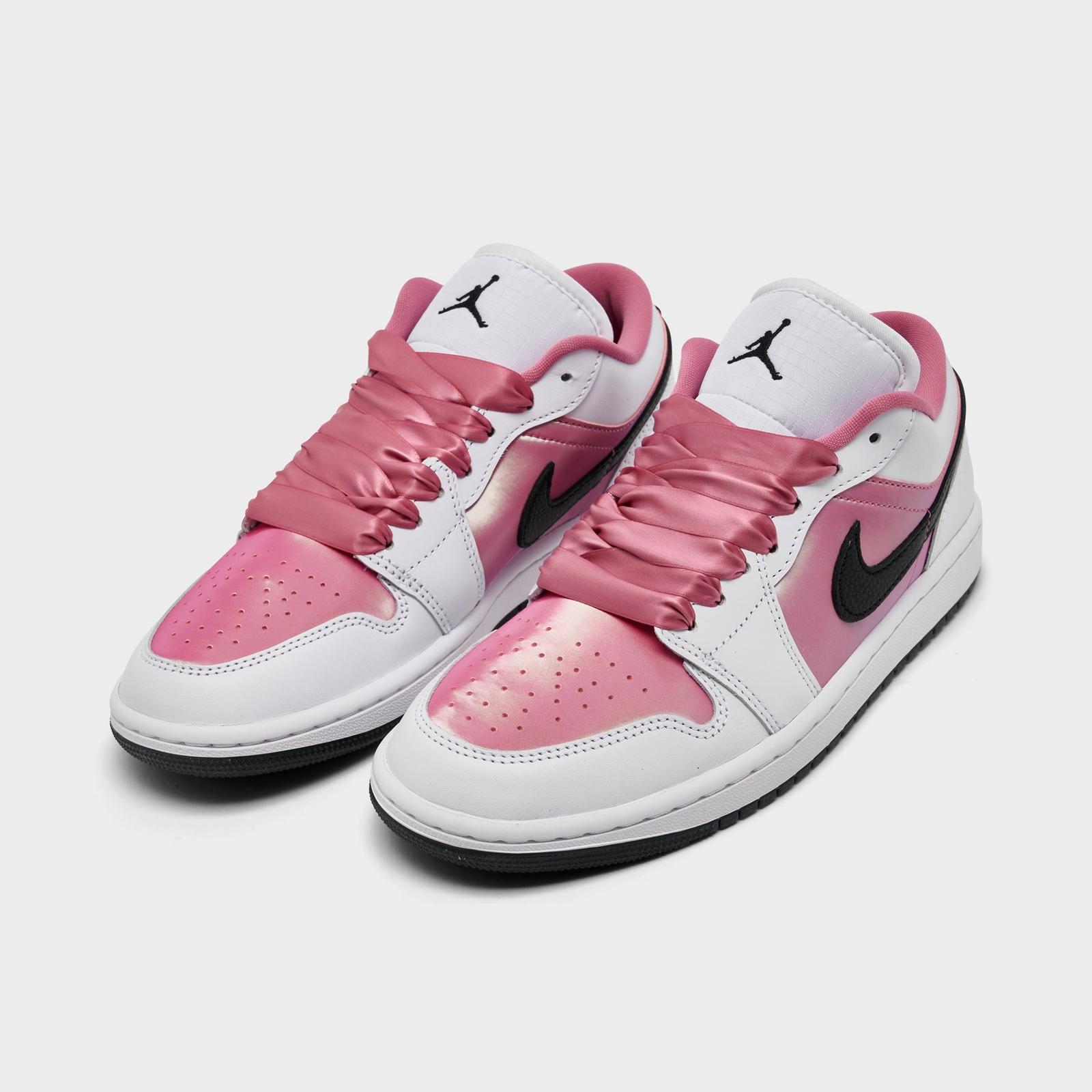 Women's Air Jordan Retro 1 Low SE Casual Shoes - White/Black/Desert Berry - view 2