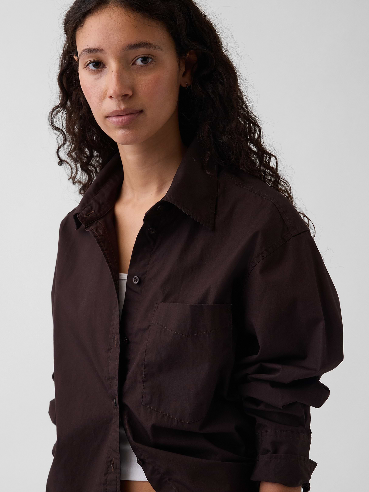 Organic Cotton Poplin Big Shirt - Terra brown
