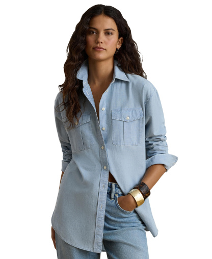 Lauren Ralph Lauren Women's Chambray Button-Up Long-Sleeve Shirt - Chambray Wash