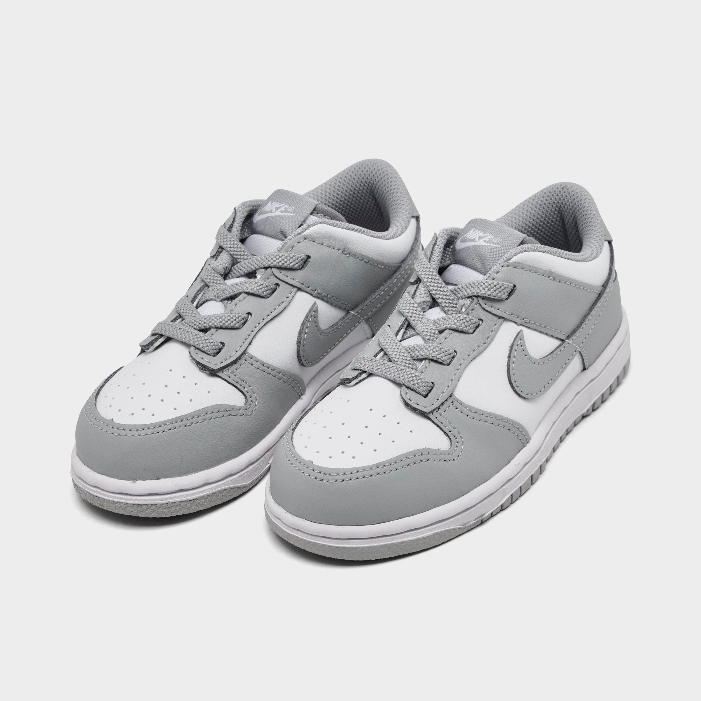 Kids' Toddler Nithtke Dunk Low Casual Shoes - White/Light Smoke Grey - Both shoes facing left