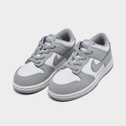 Kids' Toddler Nithtke Dunk Low Casual Shoes - White/Light Smoke Grey - Both shoes facing left