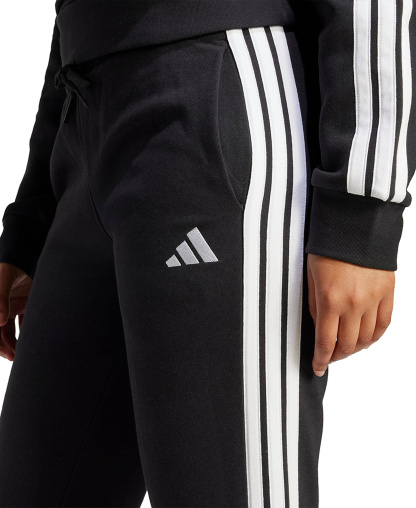 adidas Women's Essentials Three Stripes Fleece Slim Pants - Black/White