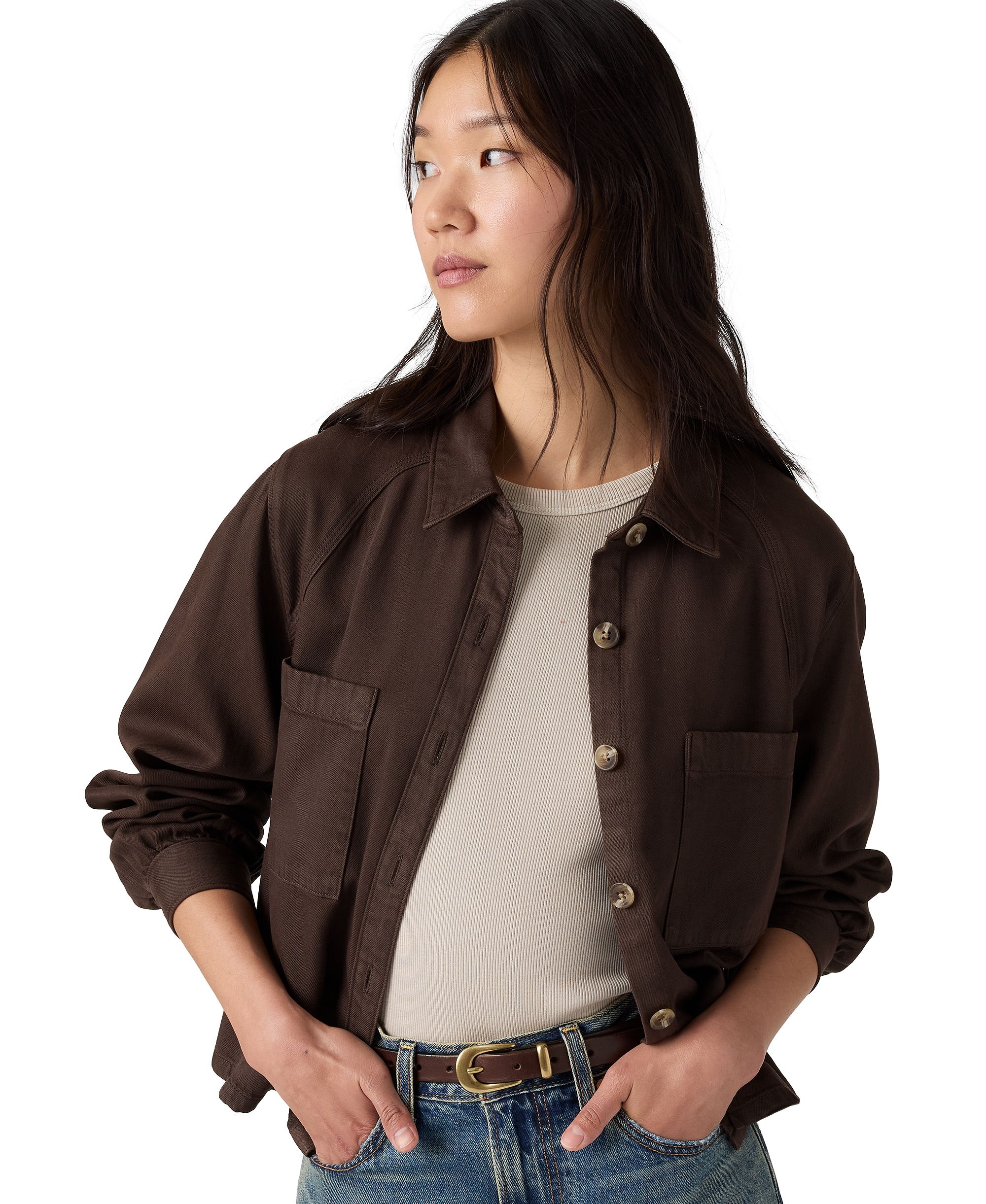 Levi's Women's Long-Sleeve Utility Crop Top - Java Gd