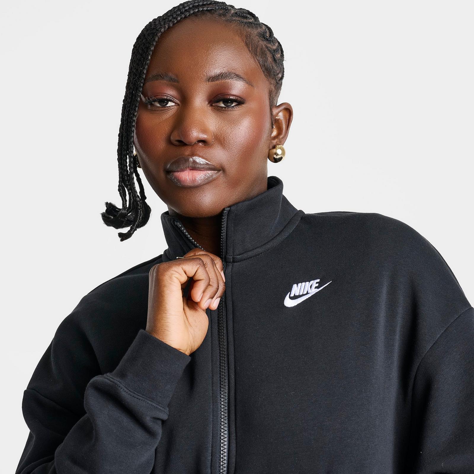 Women's Nike Sportswear Club Fleece Loose Track Jacket - Black/White