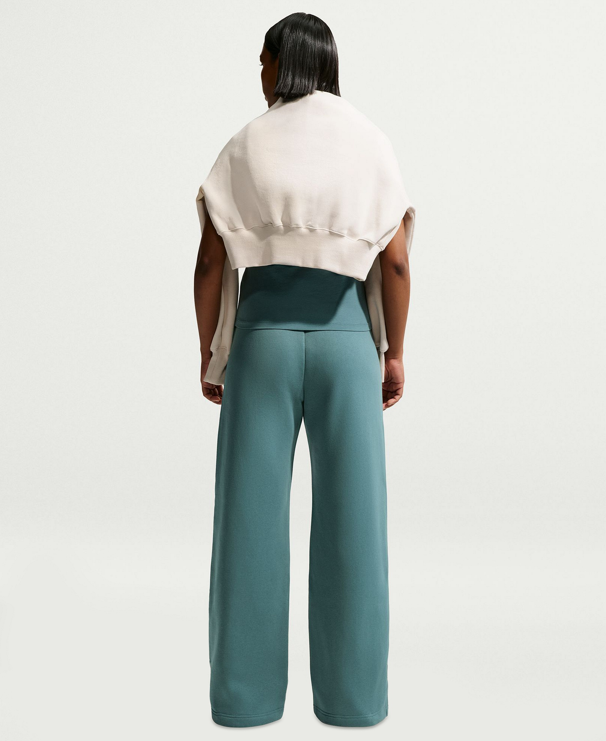 Nike Women's Sportswear Phoenix Fleece High-Waisted Wide-Leg Pants - Mineral Slate/Barely Green