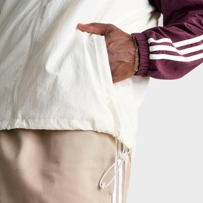 Men's adidas Originals Terrace Woven Full-Zip Windbreaker Jacket - Maroon/Off White