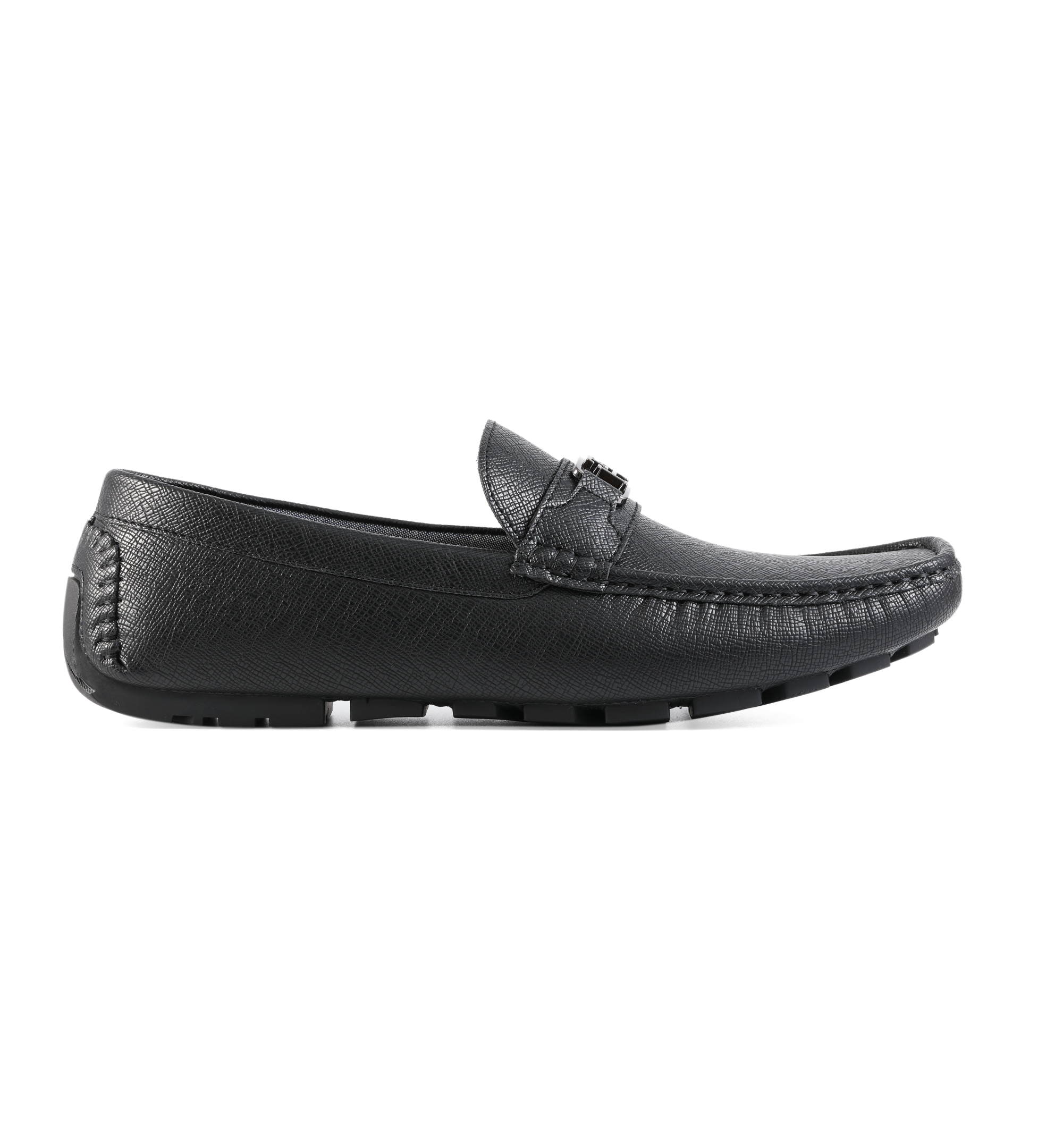 Tommy Hilfiger Men's Attle Moc Toe Driving Loafers - Black saffiano texture