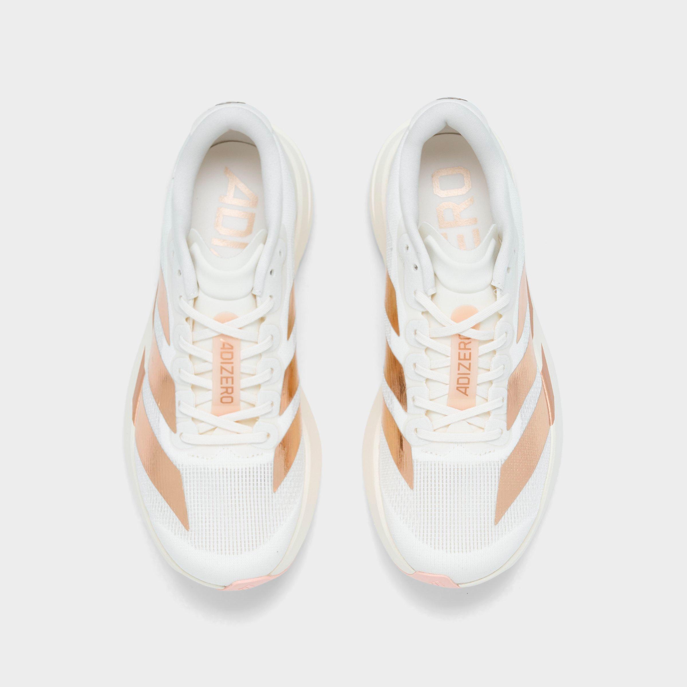 Women's adidas Adizero EVO SL Running Shoes - Part 1 - Off White/Copper Metallic/Blush Pink - Top view