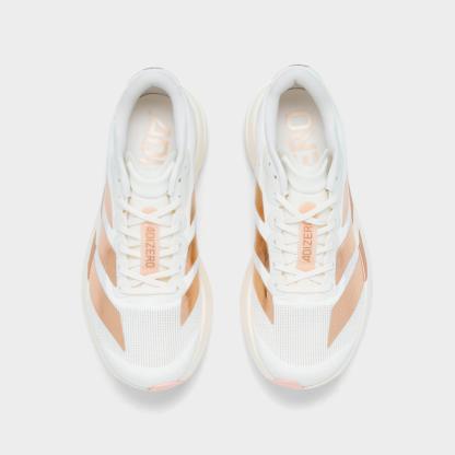 Women's adidas Adizero EVO SL Running Shoes - Part 1 - Off White/Copper Metallic/Blush Pink - Top view
