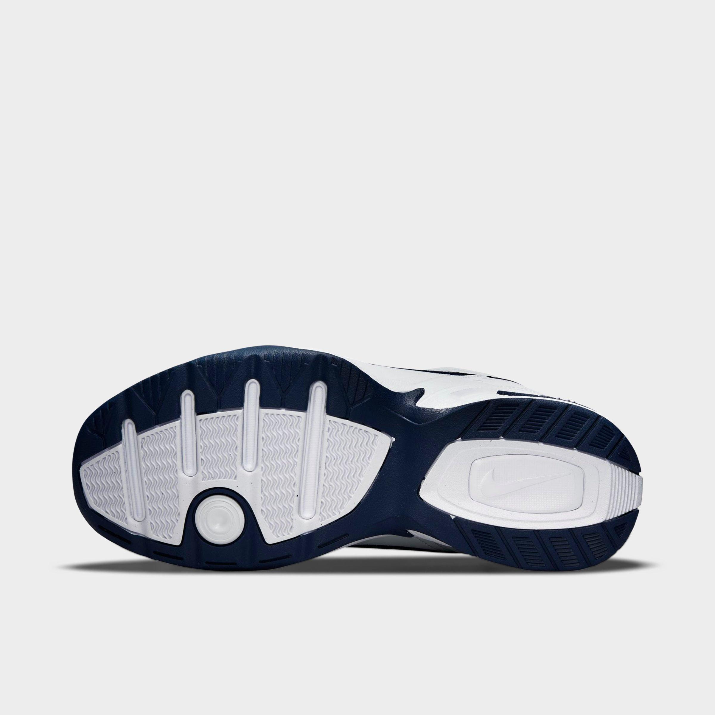 Men's Nithtke Air Monarch IV Casual Shoes (Wide Width 4E) - White/Midnight Navy/White/Metallic Silver - Bottom view