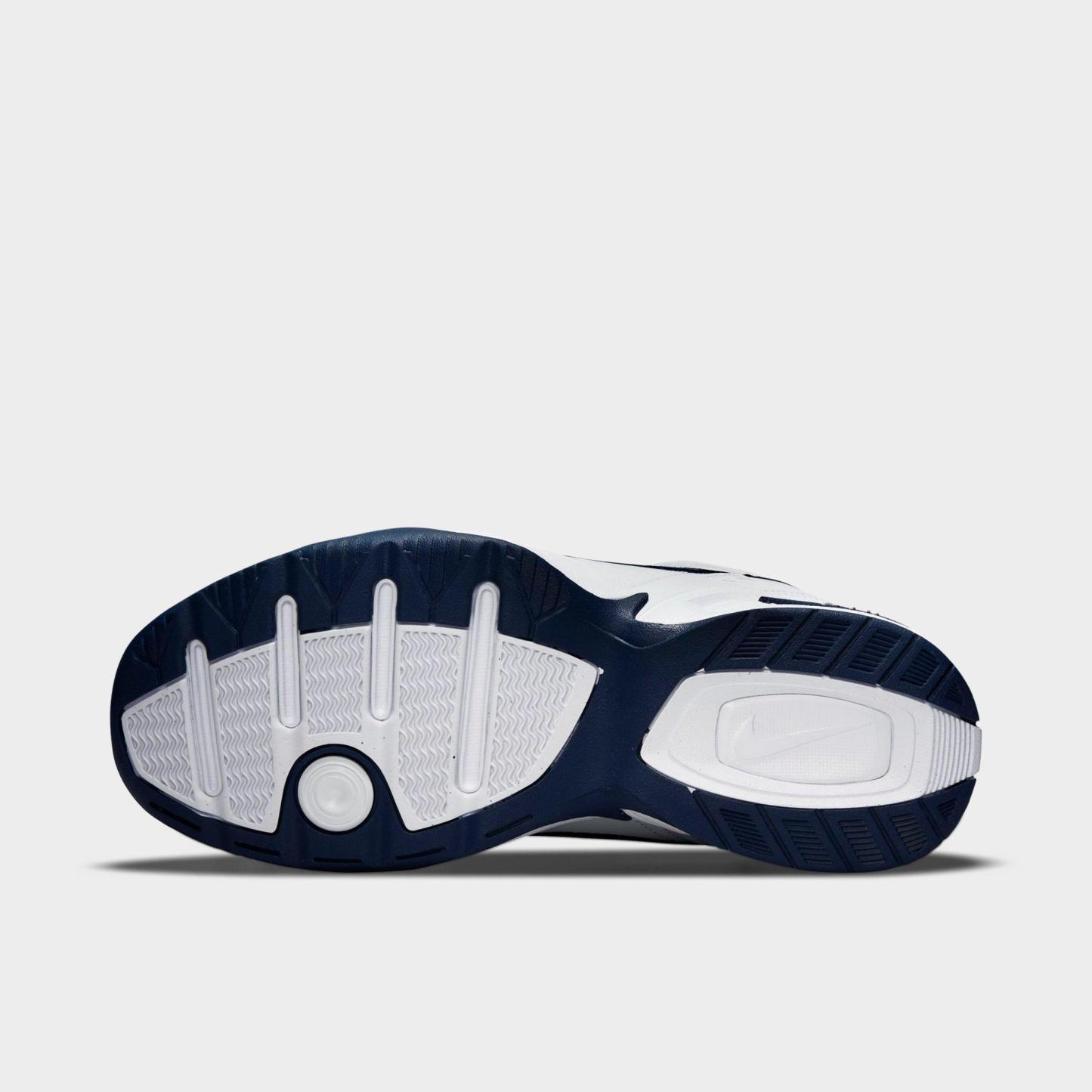 Men's Nithtke Air Monarch IV Casual Shoes (Wide Width 4E) - White/Midnight Navy/White/Metallic Silver - Bottom view