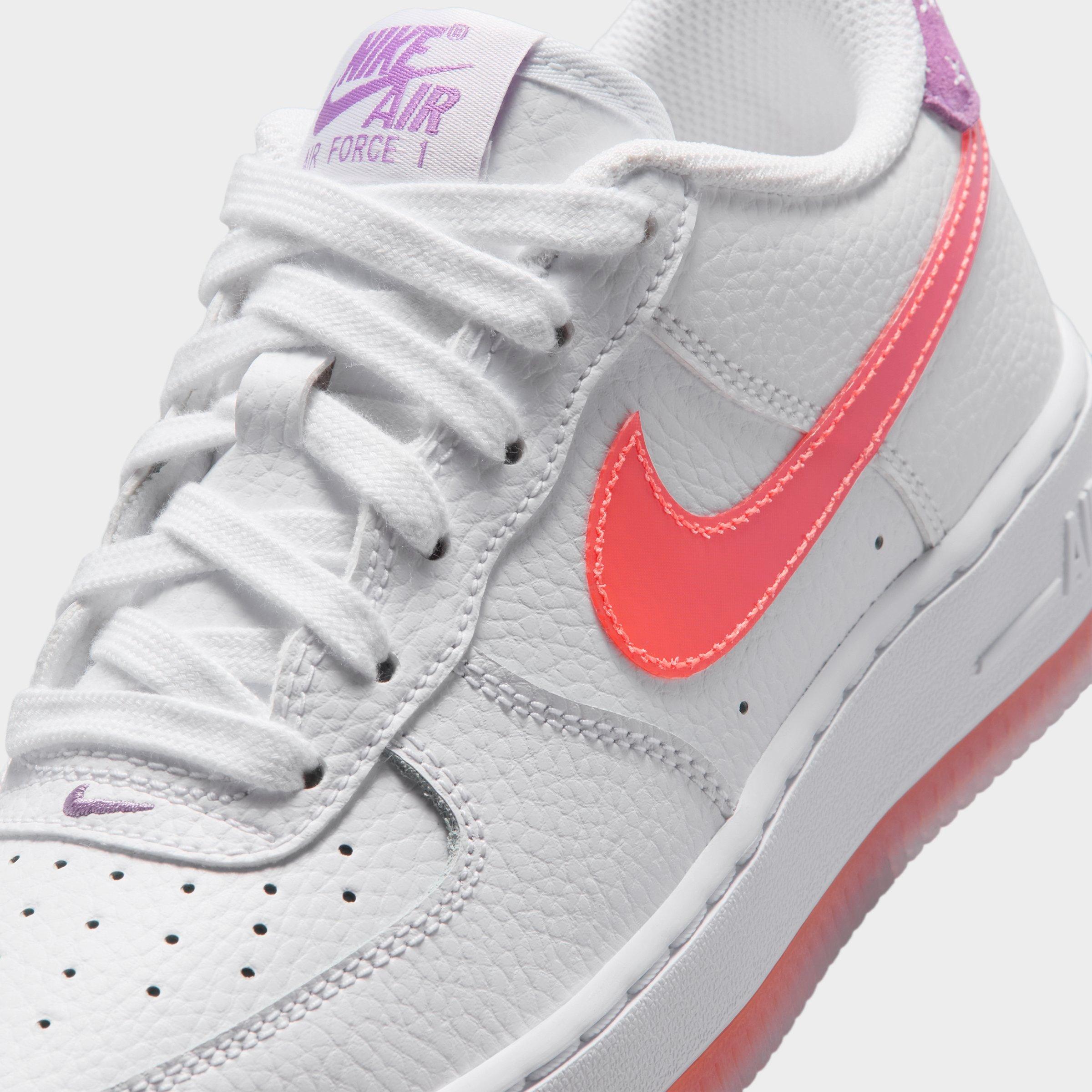 Big Kids' Nithtke Air Force 1 Low Casual Shoes - White/Turf Orange/Bright Violet - Detail shot