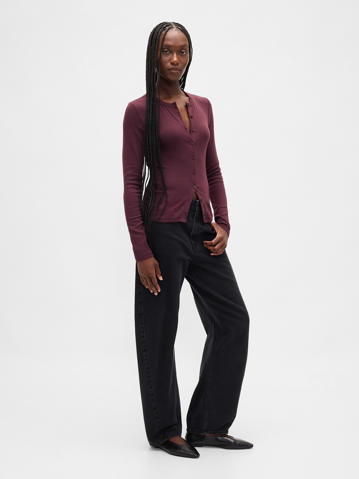 Modern Crewneck Cardigan - Bordeaux purple
