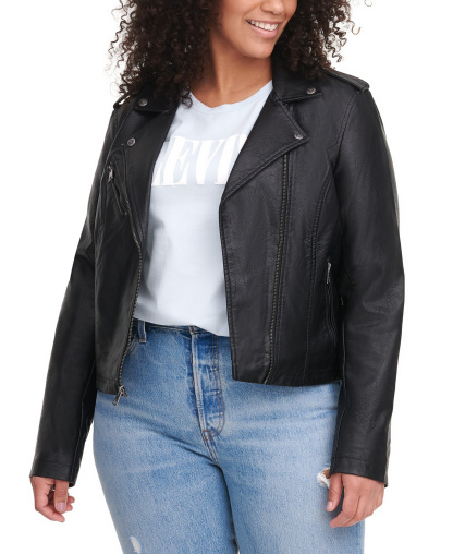 Levi's Women's Classic Faux Leather Asymmetrical Moto Jacket - Black