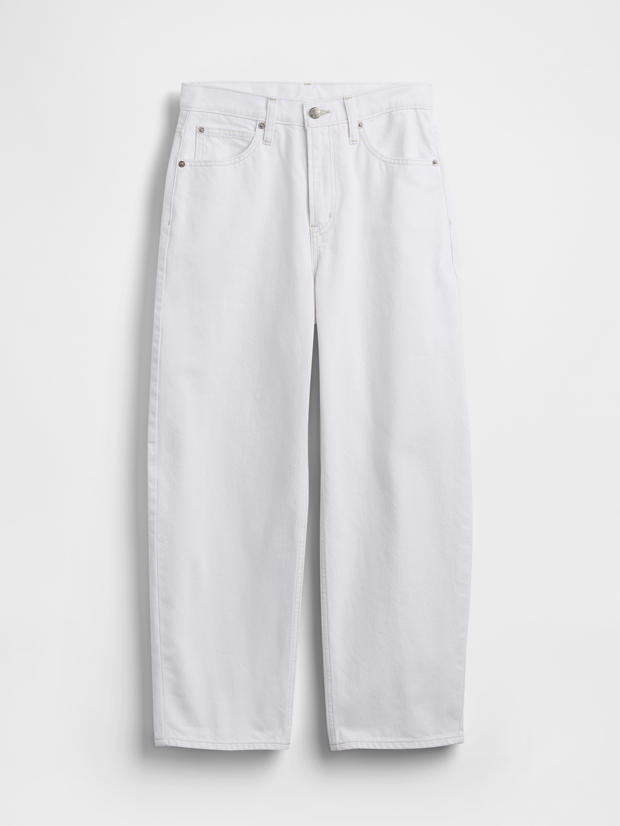 High Rise Crop Barrel Jeans - Fresh white