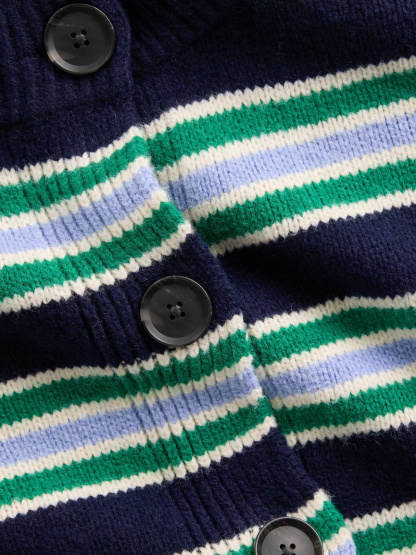 CashSoft Oversized Chunky Cardigan - Blue stripe & green stripe