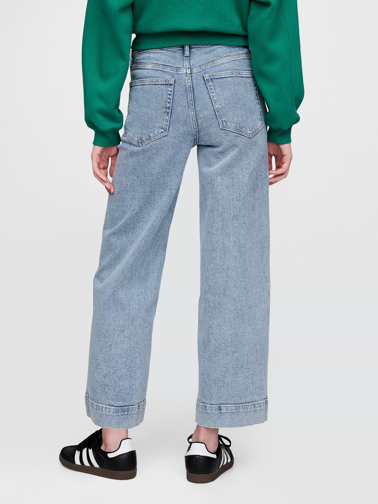 High Rise Stride Wide-Leg Ankle Jeans - Light wash